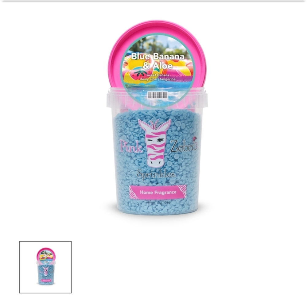 Pink Zebra Blue Fragrance Sprinkles with Pink Lid